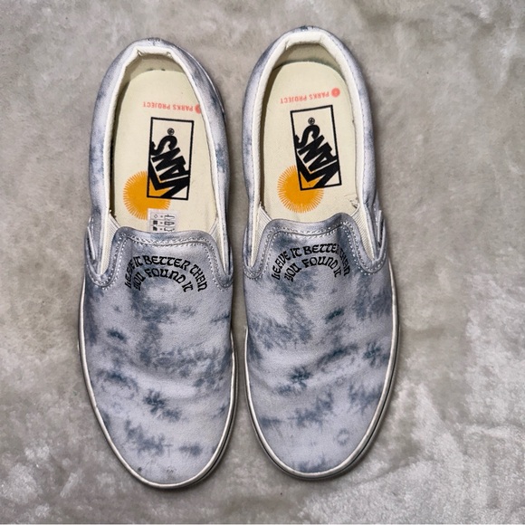 Vans X Park Project White Tie Dye Embroidered Slip On Sneaker Size W7.5 M6 - Picture 7 of 12